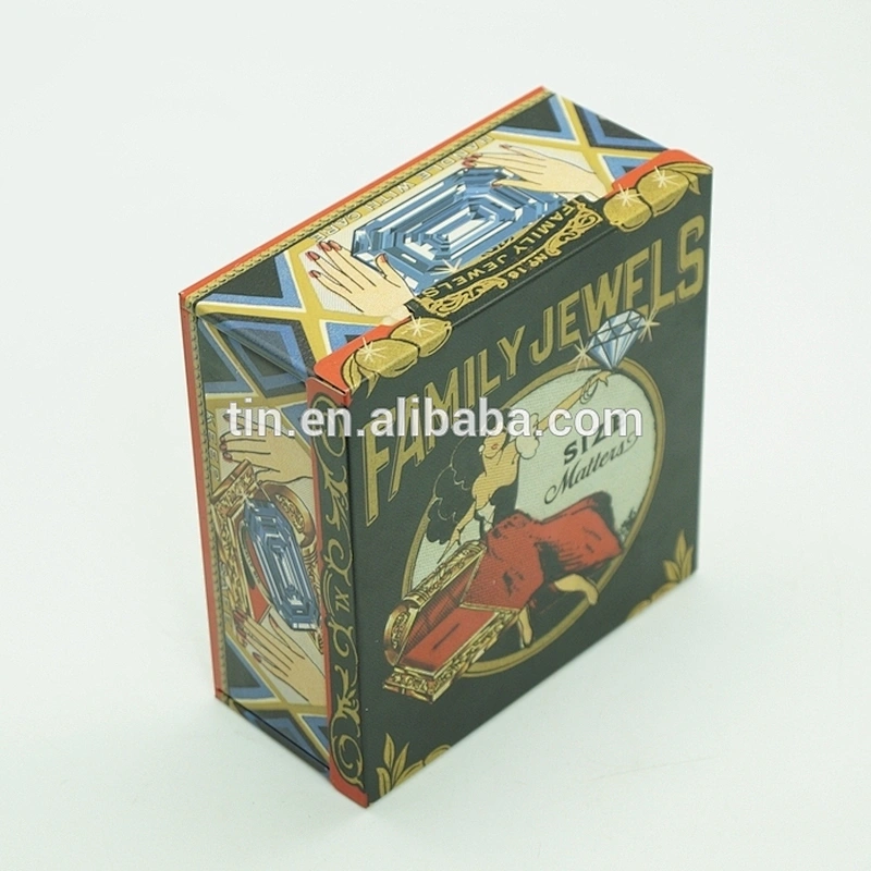Vertical angle metal hinge tin box for gift packaging