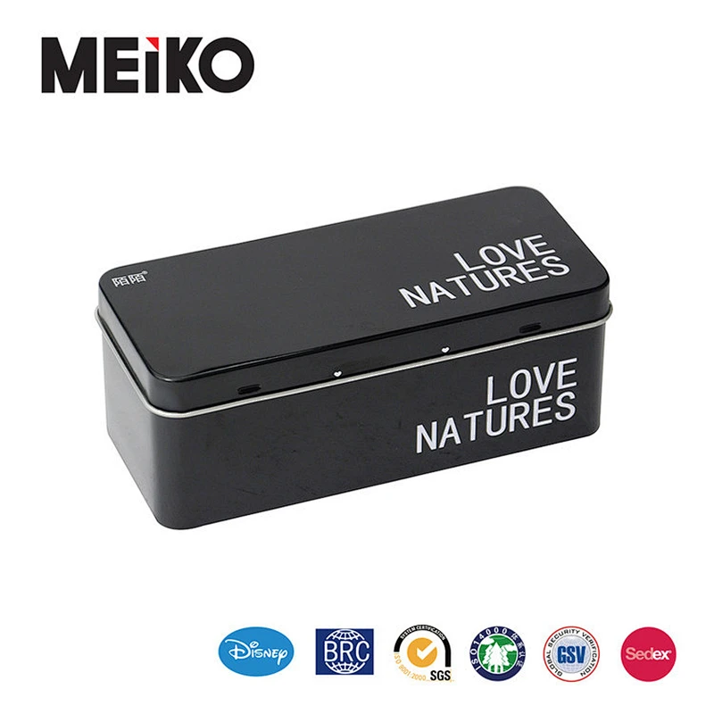 Factory Wholesale Metal Containers Rectangular Tin Box Packaging Matt Black Cosmetic Tin Can