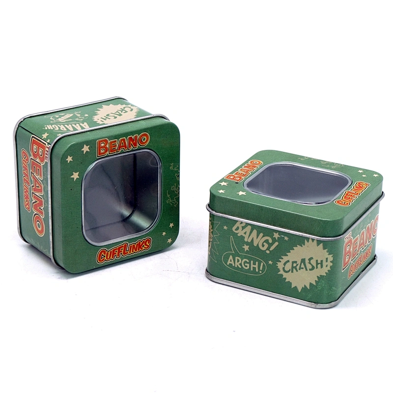 Gift packaging metal square window tin box for watch display