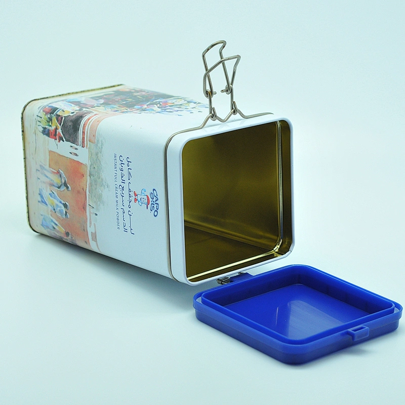 White coffee packaging small metal square tin box with airtight lid