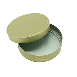 Gold simple matt metal round tin boxes with straight edge