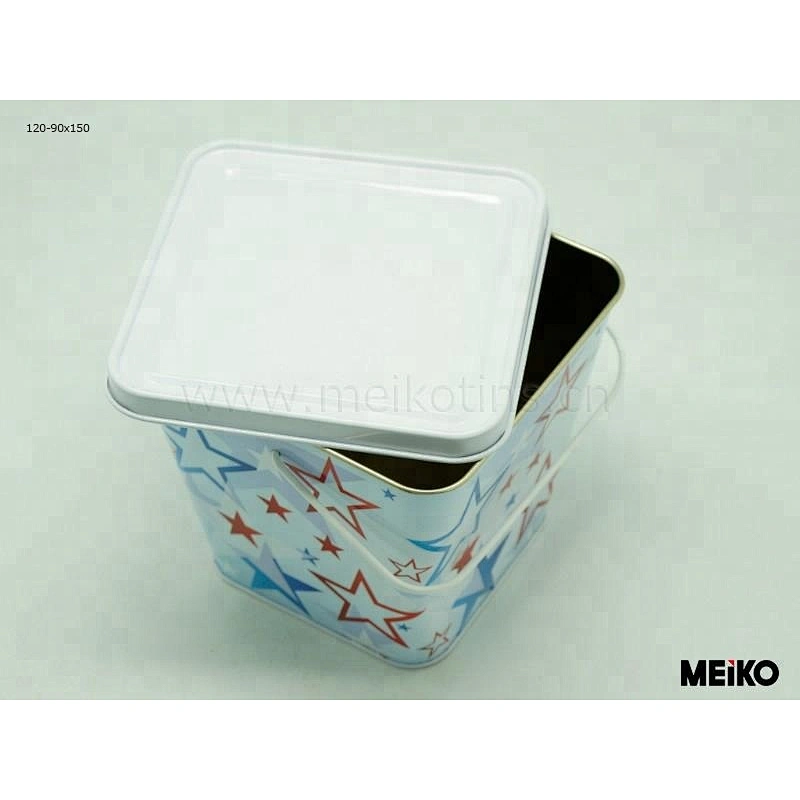metal tin bucket for food candle packaging with lid and handle