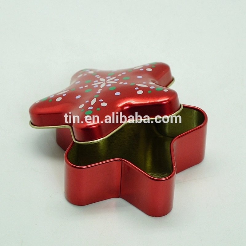 Christmas Star shaped gift use packaging tin box dome lid design
