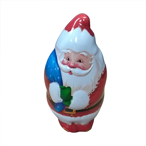Santa shaped decorative Christmas tin box set with 6 pieces