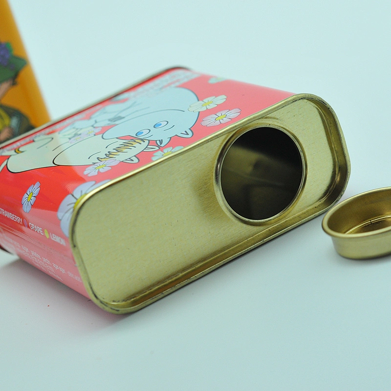 Petrol can shaped mint candy tin can with round lid