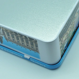 rectangular hinged tin can for biscuit and chocolates