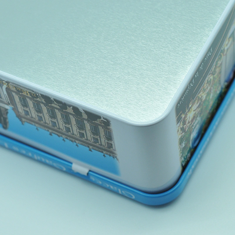 rectangular hinged tin can for biscuit and chocolates