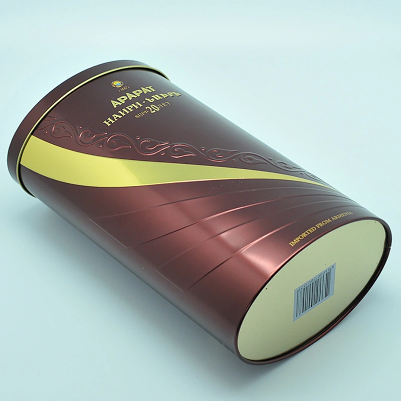 Luxury oval bottle wine tin box with embossed pattern