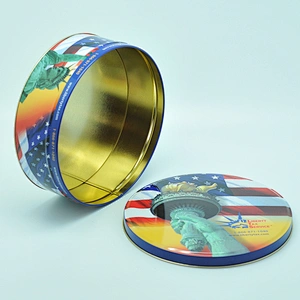 custom printed large round metal cookie biscuit tin box