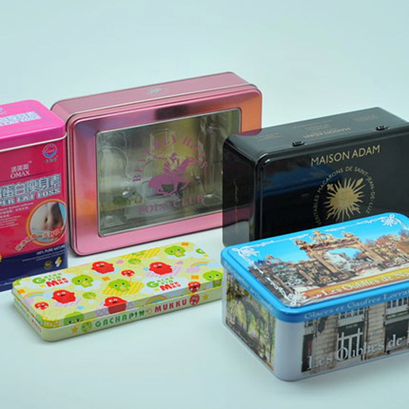 Factory custom rectangle black hinged tin case for pencil