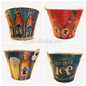 Manufacturer custom round metal tin wine ice bucket for beer