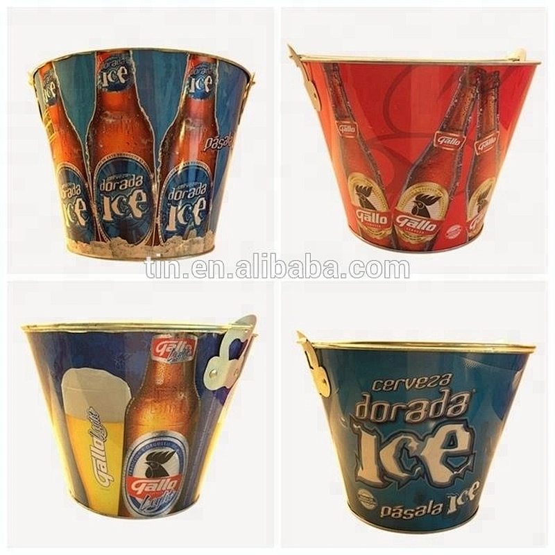 Manufacturer custom round metal tin wine ice bucket for beer