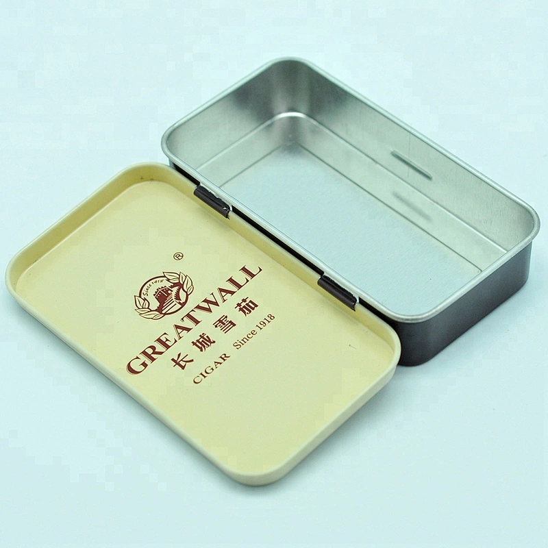 mini tobacco cigar tin packaging boxes hinge window design