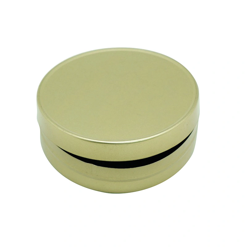Gold simple matt metal round tin boxes with straight edge