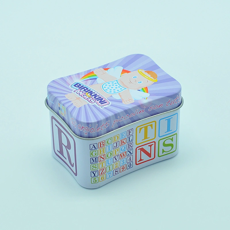 Oval engraved small metal hinged lid tin box for gift pack