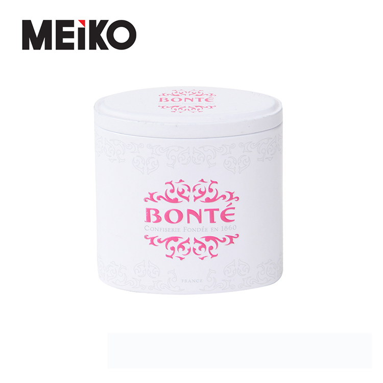 White Tin Box Chocolate Cookie Tea Candy Round Tin Cans