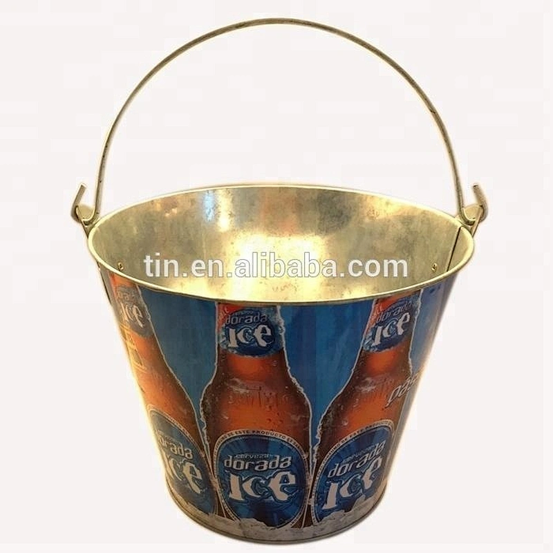 Manufacturer custom round metal tin wine ice bucket for beer