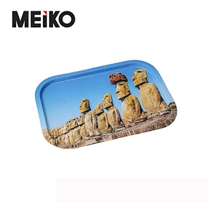 Round Metal Tin Tray White Tin Rolling Tray For Food