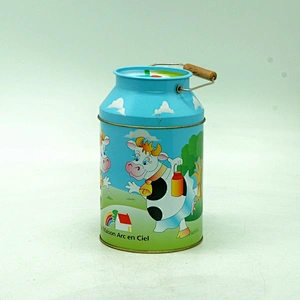Milk box shaped metal coin saving tin can with insert slot
