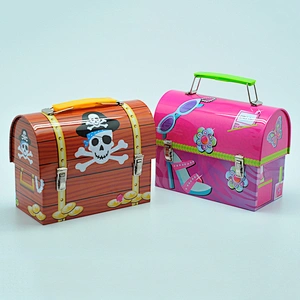 Custom Printed Gift Box Metal Packaging Tins Lunch Tin Box with handle
