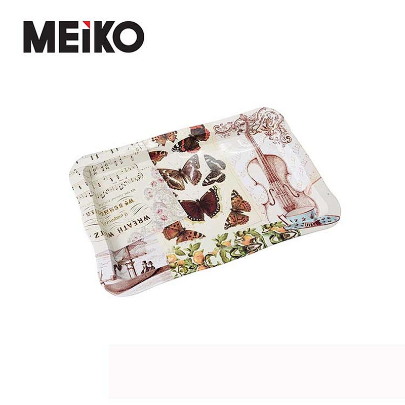 Round Metal Tin Tray White Tin Rolling Tray For Food