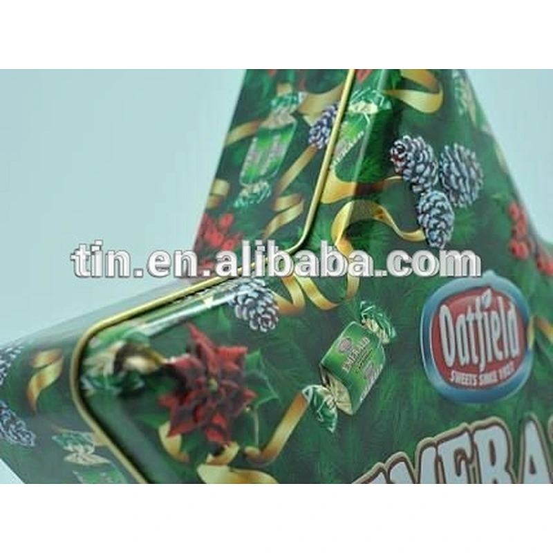 star shape christmas gift tin holders box with embossed lid