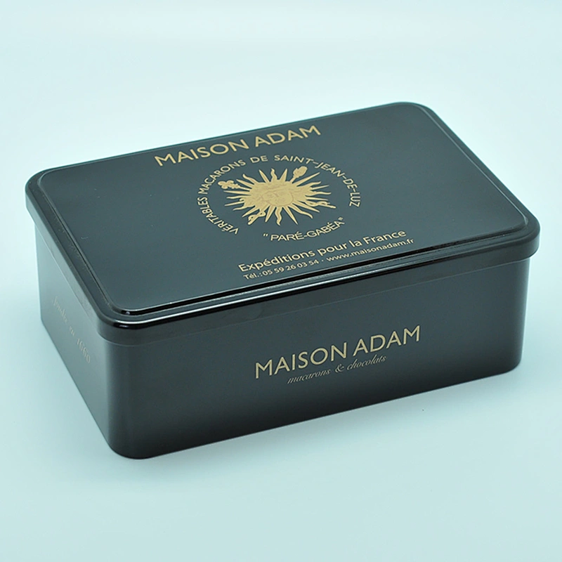 Custom design small black tin condom storage box with lid