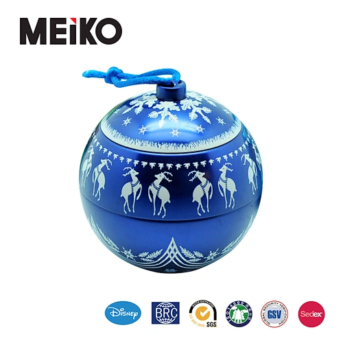 custom printed Christmas ball tin box for chocolate packaging