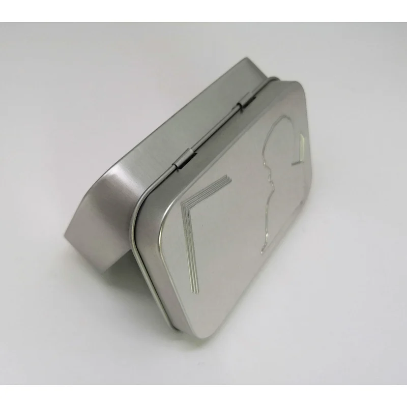 Tin box small hinged metal case metal box
