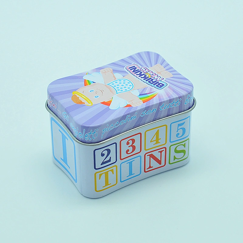 Small Purple Tin Box Small Upright Rectangle Gift Tin Box