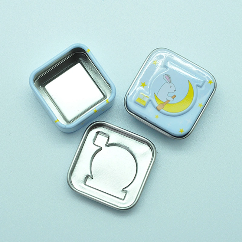 High quality engraved logo small square tin box