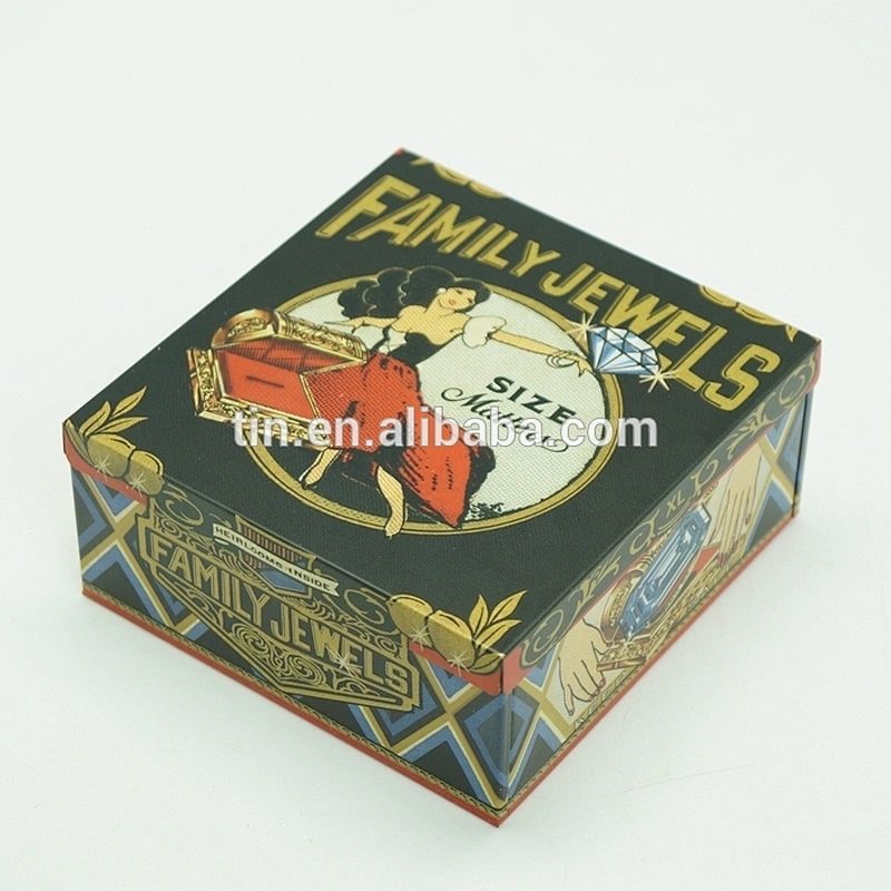 Vertical angle metal hinge tin box for gift packaging