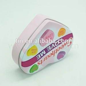 Custom New Year's confectionery sweet packaging tin box in the shape of heart