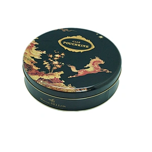 4 sizes round cookie metal black tin box for candy and biscuit