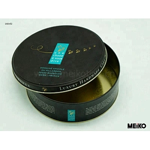 cake use round metal packaging tin can inside golden lacquer