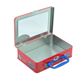 Display handle meal portable tin box with clear pvc window