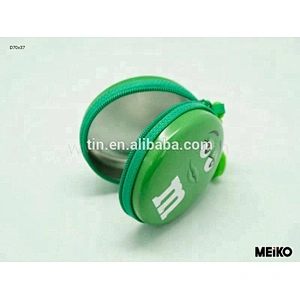zipper design candy cash use metal round tin box