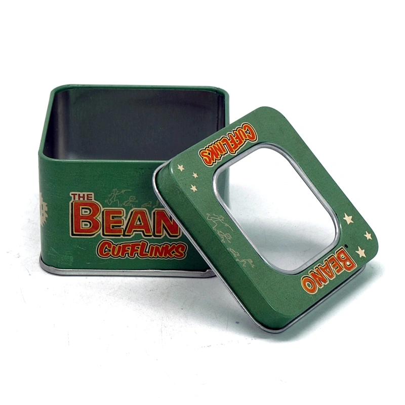 Gift packaging metal square window tin box for watch display