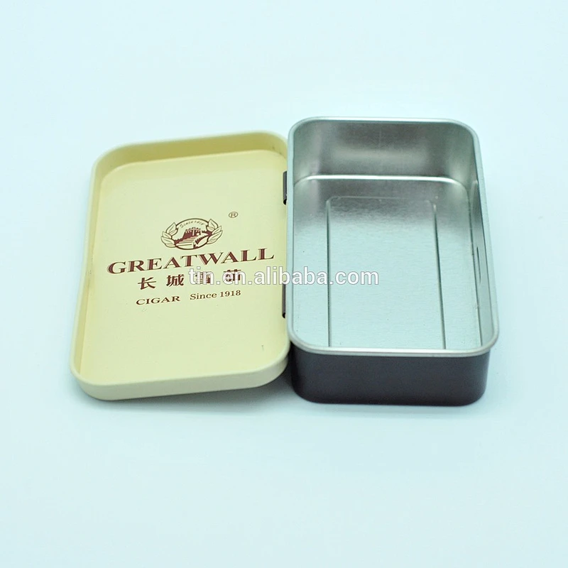 mini tobacco cigar tin packaging boxes hinge window design