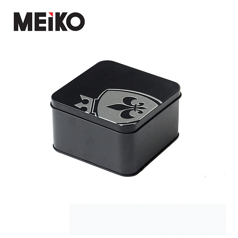 Custom Square Cookie Tea Tin Can Black Tin Tea Box