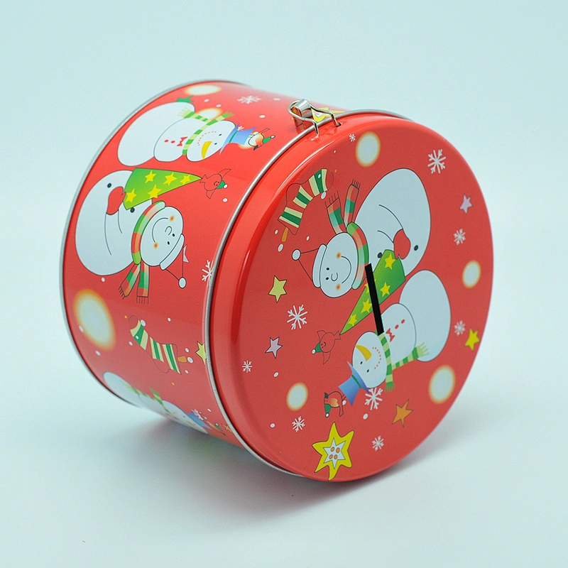 Promotional christmas gift metal custom round tin money box