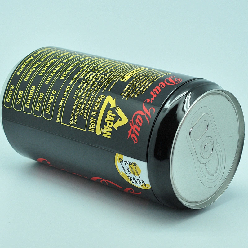 Funny ring pull tin cola can shape round small black tin can Christmas packaging