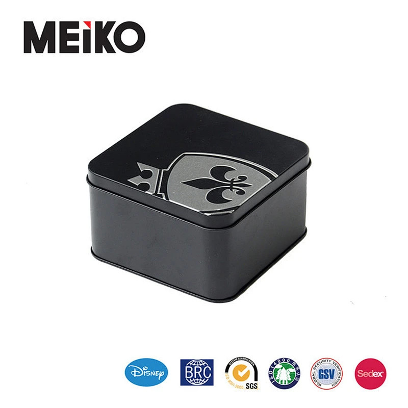 Factory Wholesale Metal Containers Rectangular Tin Box Packaging Matt Black Cosmetic Tin Can