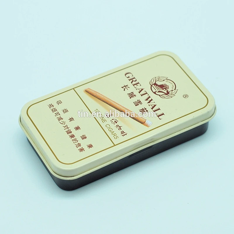 mini tobacco cigar tin packaging boxes hinge window design