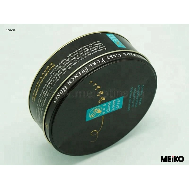 cake use round metal packaging tin can inside golden lacquer