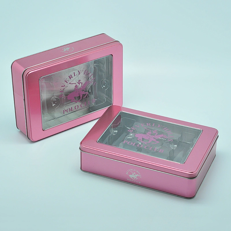 watch tin box with pvc window