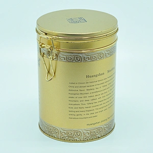 OEM round metal tin coffee canister with airtight lid