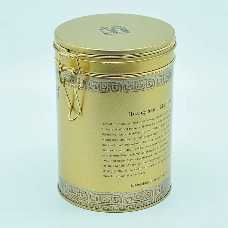 OEM round metal tin coffee canister with airtight lid