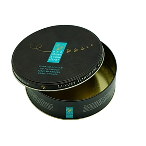 Cooky storage round holder empty metal tin can printed
