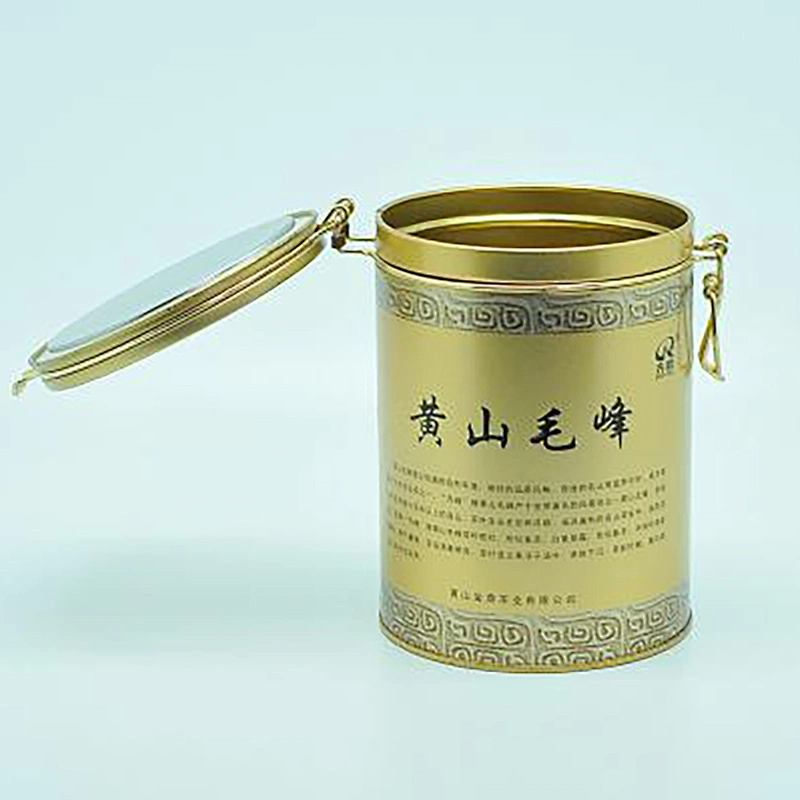 OEM round metal tin coffee canister with airtight lid
